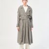 Mantel Helene Galwas | Feline - Trenchcoat Aus Seide Olive