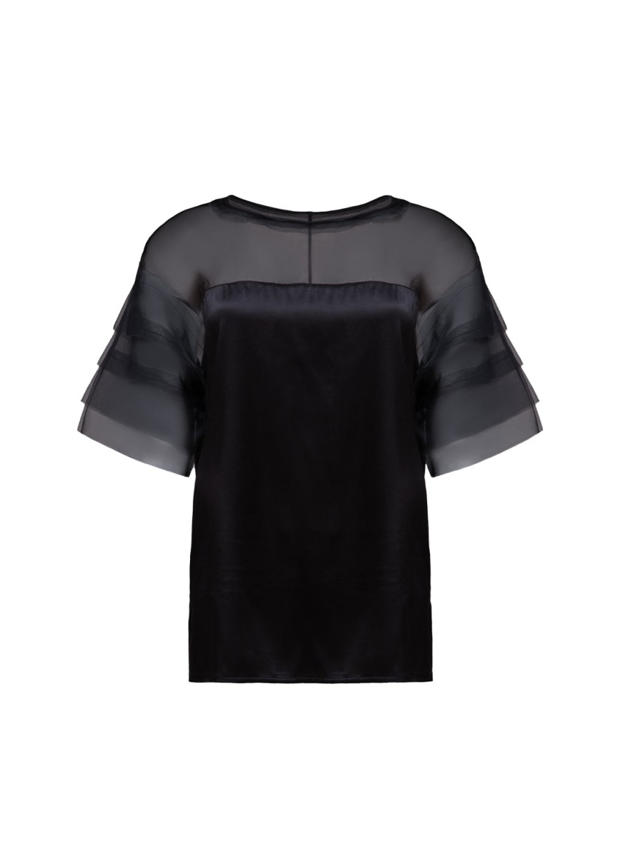 Blusen Helene Galwas | Donna Kurzarm E Bluse Schwarz