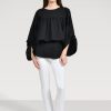 Blusen Helene Galwas | Faride Langarm Weise Bluse Schwarz