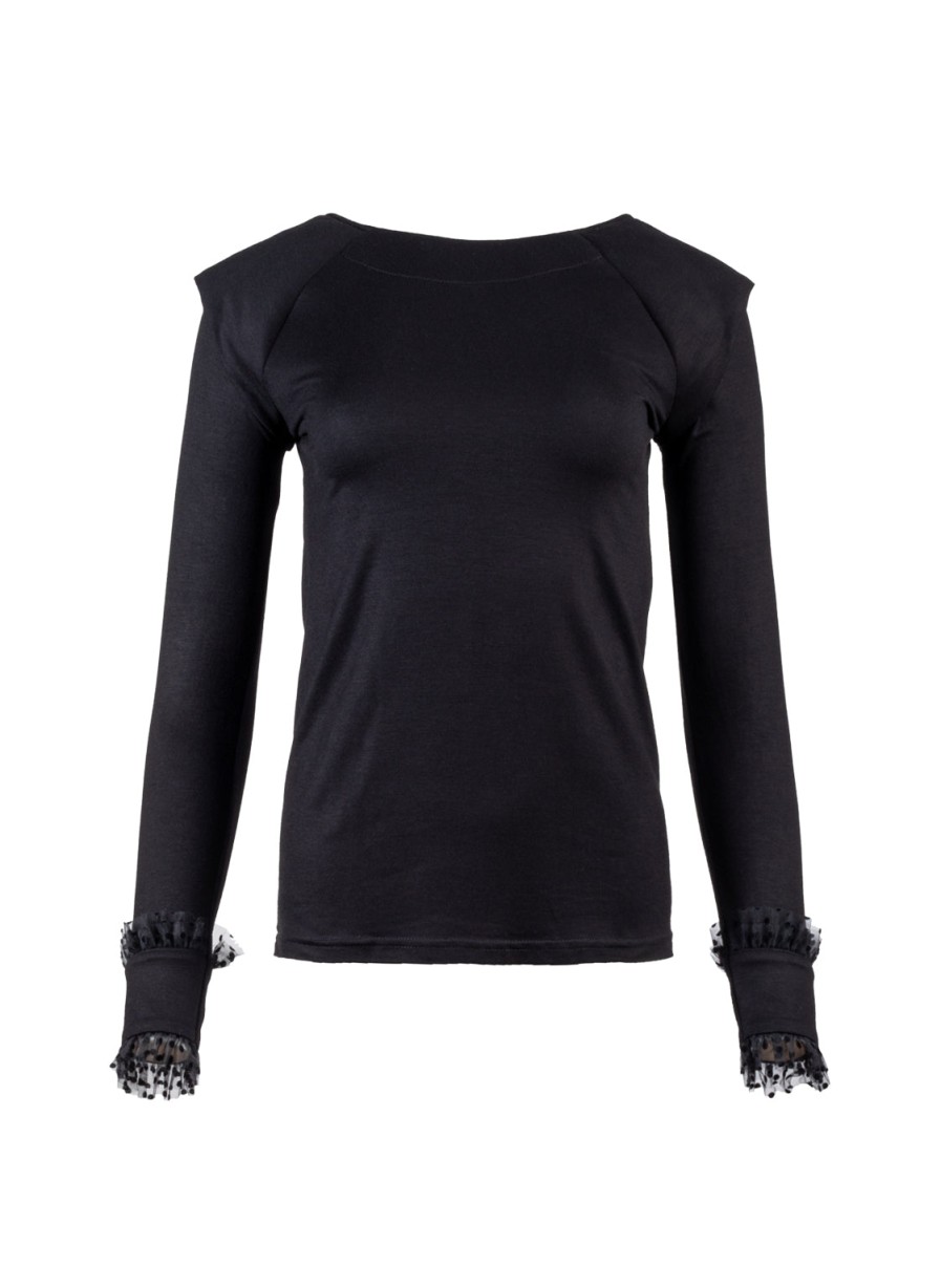 Shirts Helene Galwas | Carola Shwarzes Langarm Shirt Schwarz