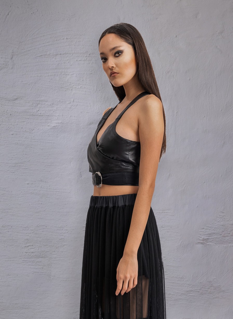 Tops Helene Galwas | Edelina - Bustier Aus Veganem Leder Schwarz