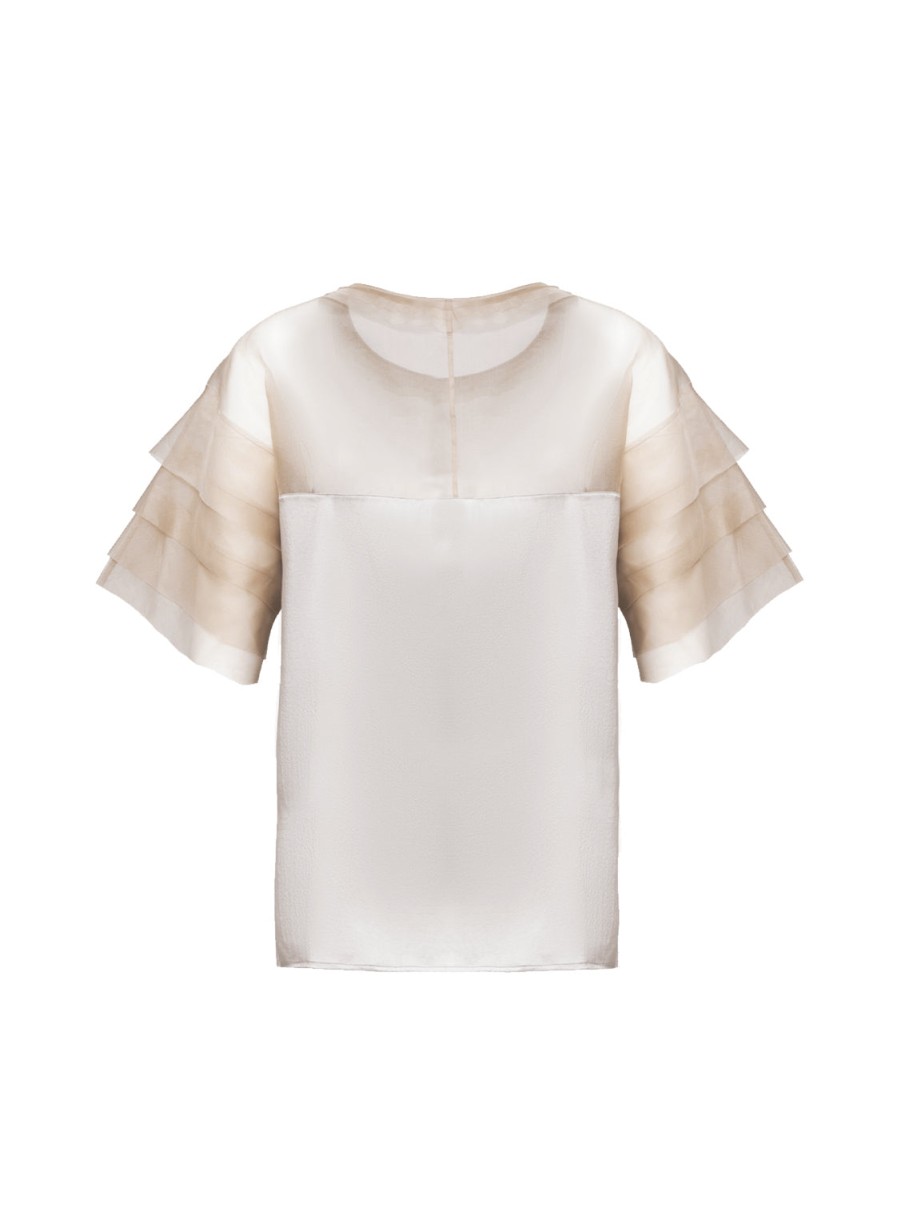 Blusen Helene Galwas | Donna Kurzarm Bluse Milk